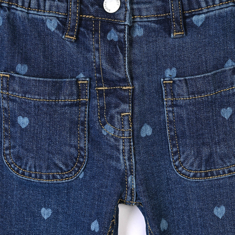 Infant Girls Denim rigid Pant Hearts-Mid Blue