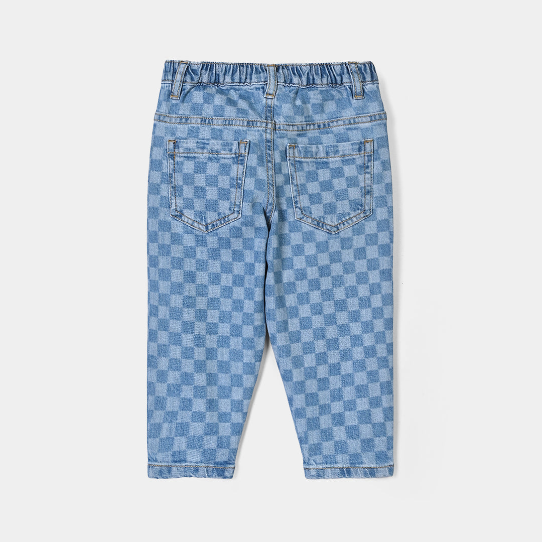 Infant Girls Denim rigid Pant Checks-LT.Blue