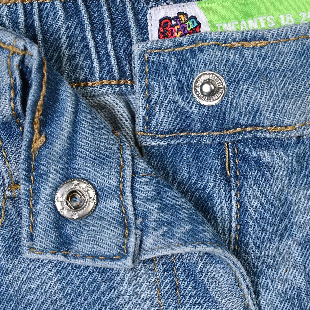 Infant Girls Denim rigid Pant Checks-LT.Blue