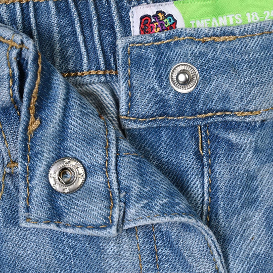 Infant Girls Denim rigid Pant Checks-LT.Blue