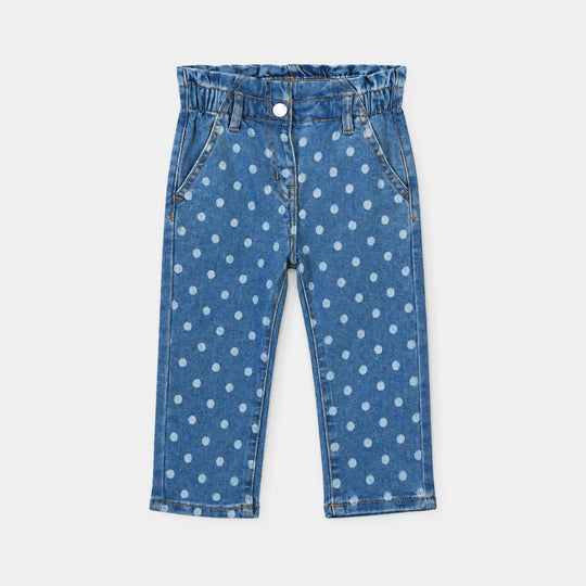 Infant Girls Denim rigid Pant Polka Dot-LT.Blue