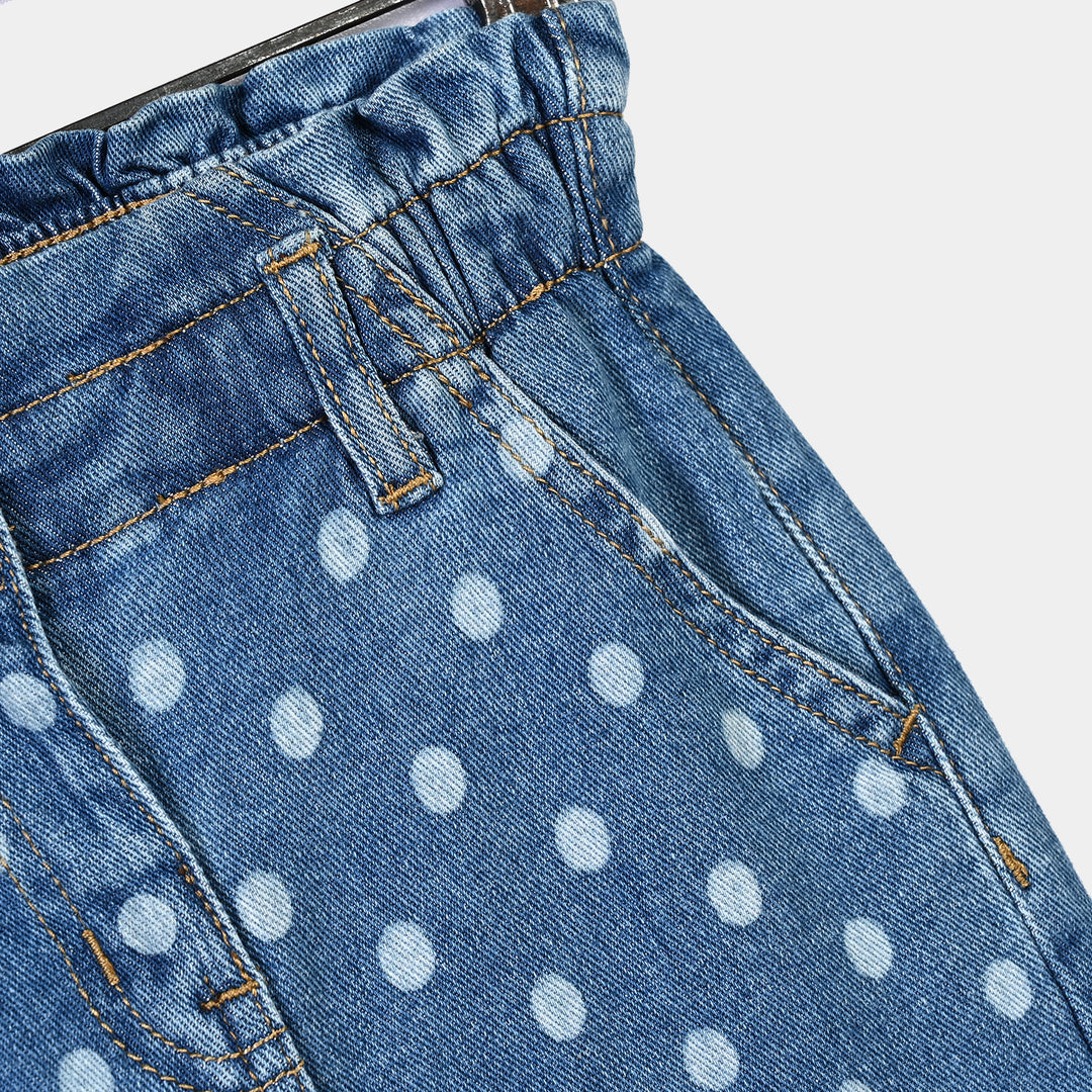 Infant Girls Denim rigid Pant Polka Dot-LT.Blue