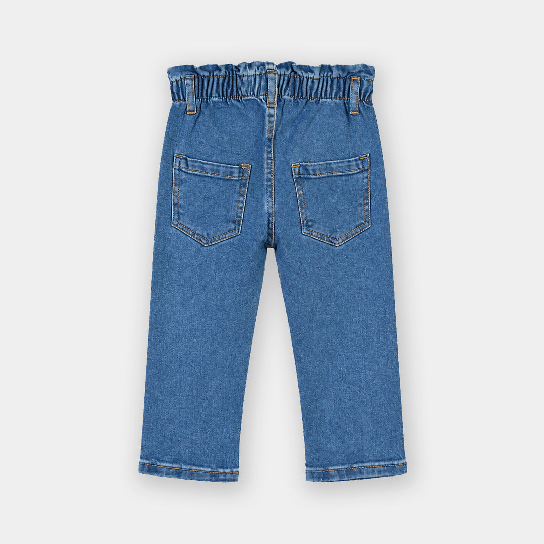 Infant Girls Denim rigid Pant Polka Dot-LT.Blue