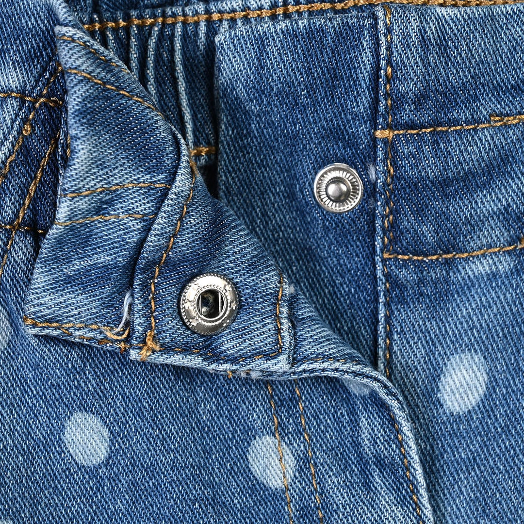 Infant Girls Denim rigid Pant Polka Dot-LT.Blue