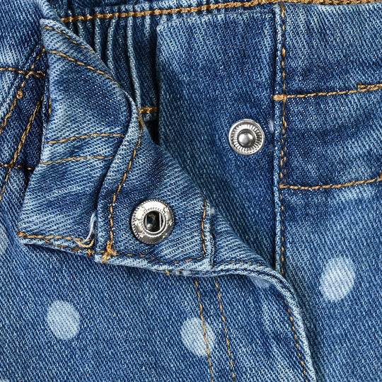 Infant Girls Denim rigid Pant Polka Dot-LT.Blue