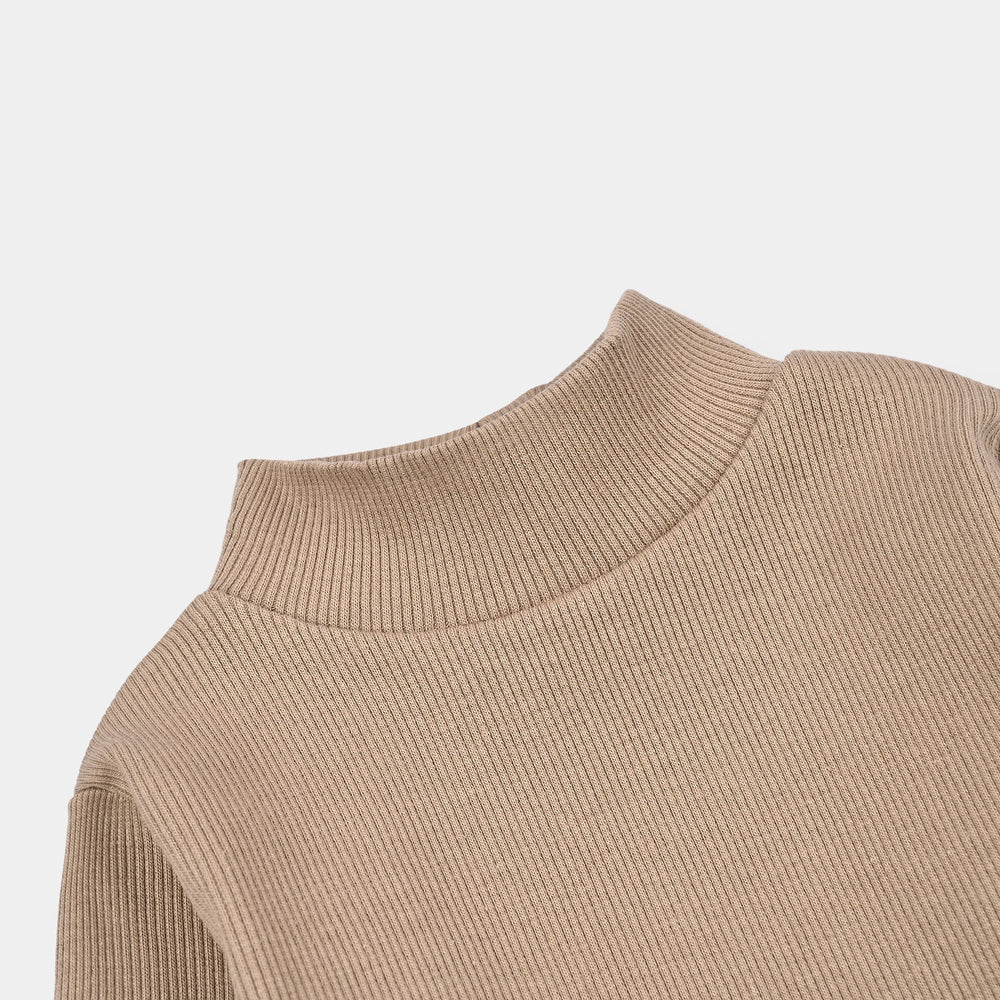 Infant Boys 2x1 Rib Turtle Neck - Khaki