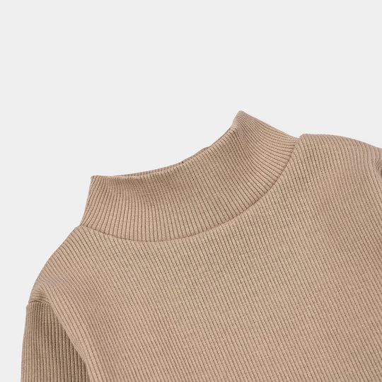 Infant Boys 2x1 Rib Turtle Neck - Khaki