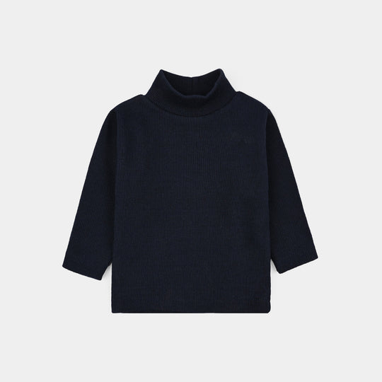 Infant Boys 2x1 Rib Turtle Neck - Navy
