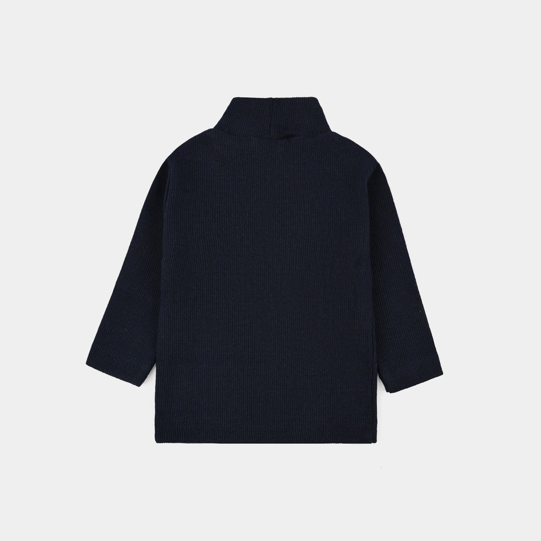 Infant Boys 2x1 Rib Turtle Neck - Navy