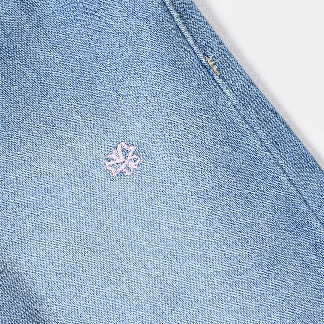 Infant Girls Denim rigid Pant Butterflies -Light Blue