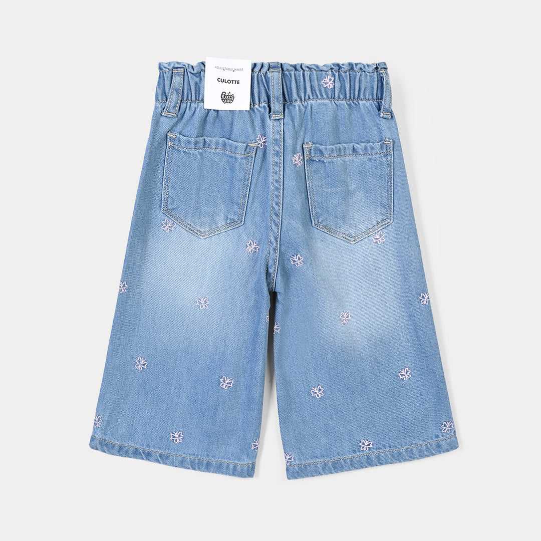 Infant Girls Denim rigid Pant Butterflies -Light Blue