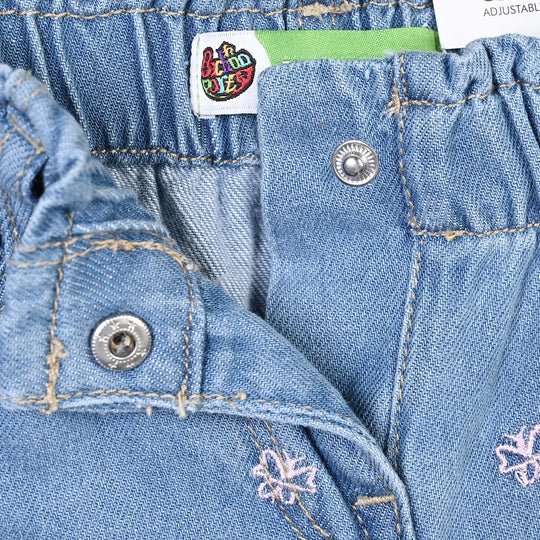 Infant Girls Denim rigid Pant Butterflies -Light Blue