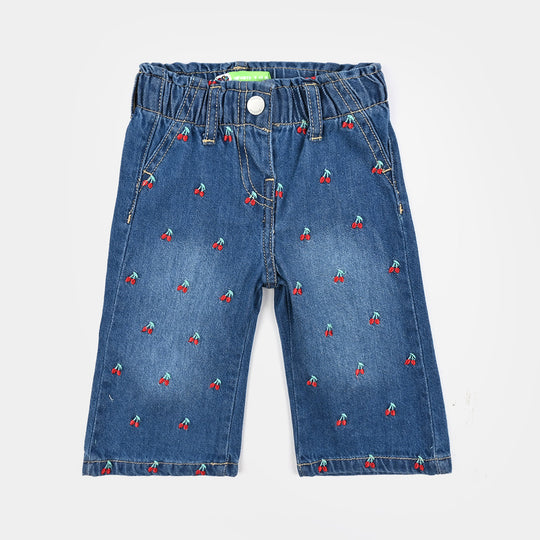 Infant Girls Denim rigid Pant Cherry-Mid Blue