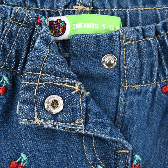 Infant Girls Denim rigid Pant Cherry-Mid Blue