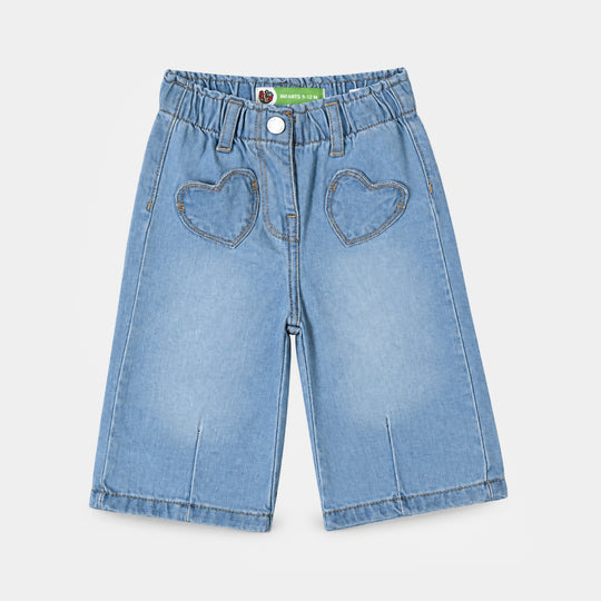 Infant Girls Denim rigid Pant Hearts-LT.Blue