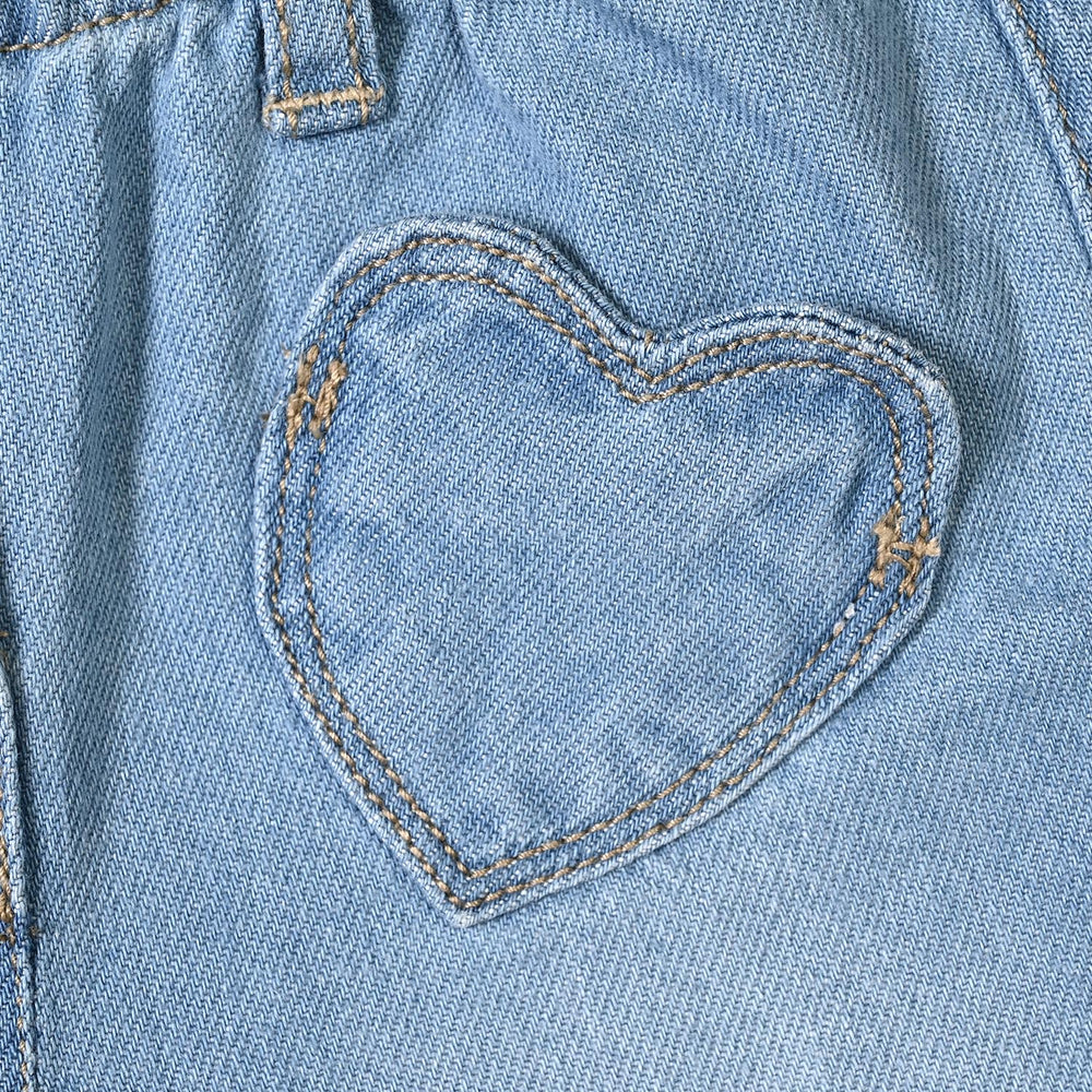 Infant Girls Denim rigid Pant Hearts-LT.Blue