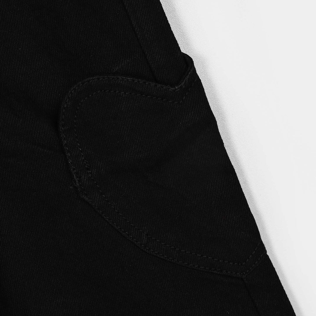Infant Girls Denim rigid Pant Black Heart-BLACK