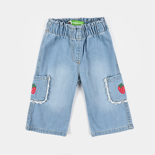 Infant Girls Denim rigid Pant Strawberry-Light Blue