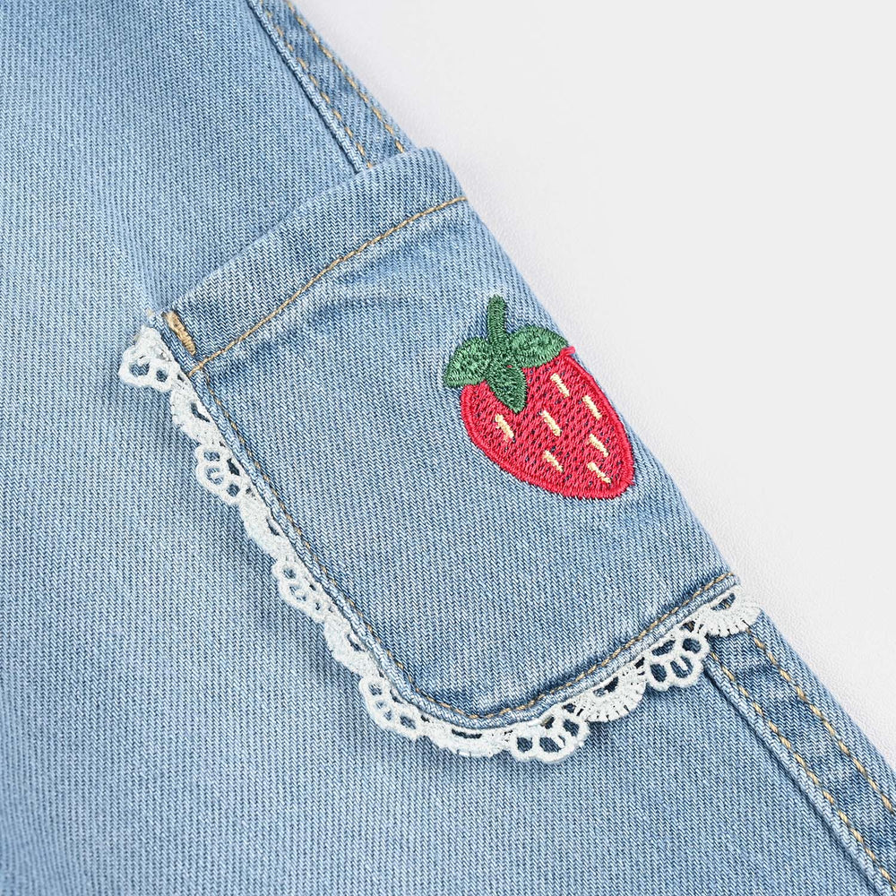 Infant Girls Denim rigid Pant Strawberry-Light Blue