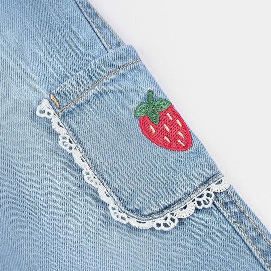 Infant Girls Denim rigid Pant Strawberry-Light Blue