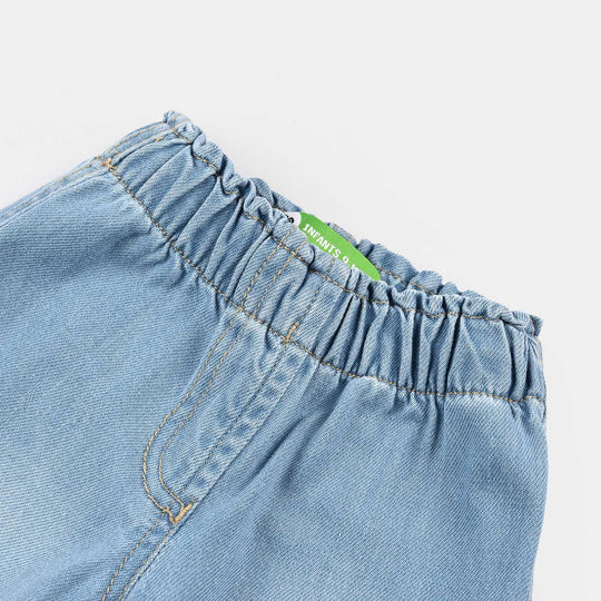 Infant Girls Denim rigid Pant Strawberry-Light Blue