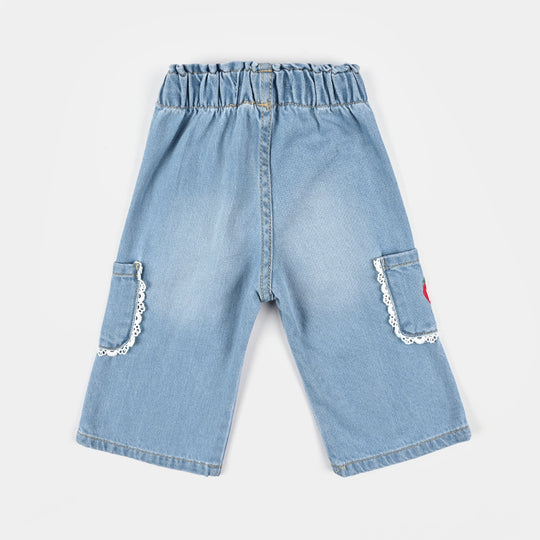 Infant Girls Denim rigid Pant Strawberry-Light Blue