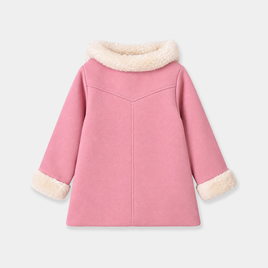 Girls Wool Trench Coat Peter Pan-PINK