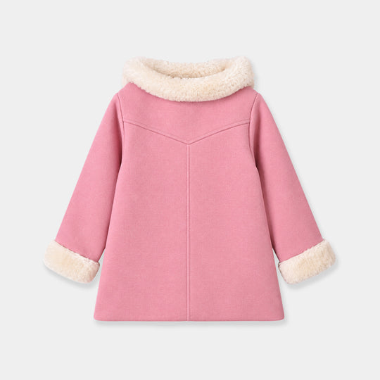 Girls Wool Trench Coat Peter Pan-PINK