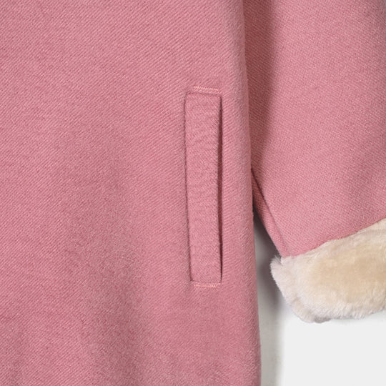 Girls Wool Trench Coat Peter Pan-PINK
