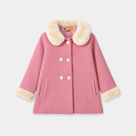 Girls Wool Trench Coat Peter Pan-PINK