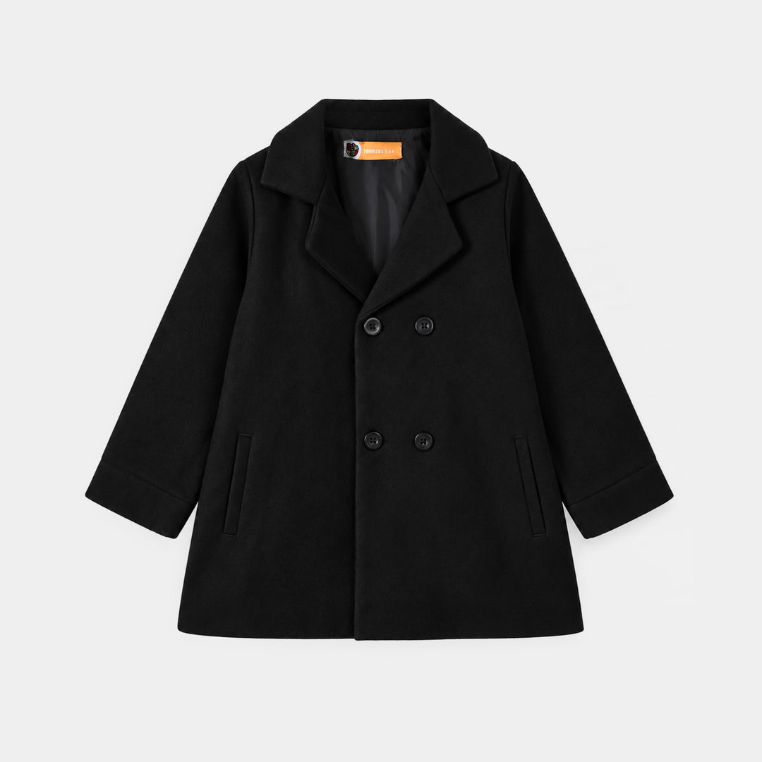 Girls Wool Trench Coat-Black