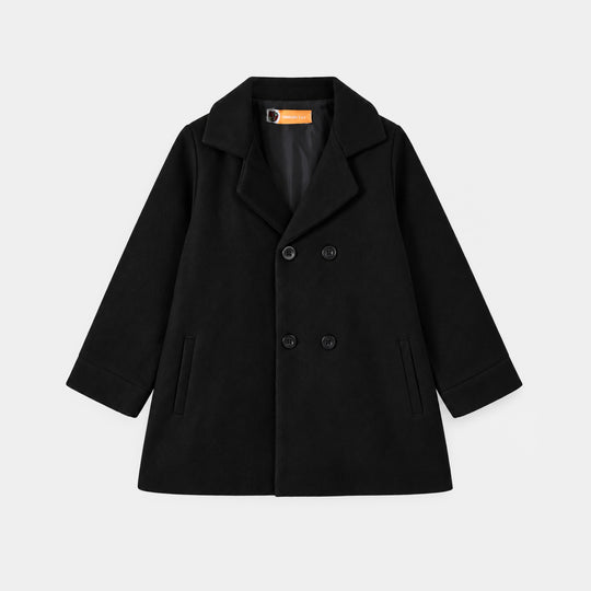 Girls Wool Trench Coat-Black