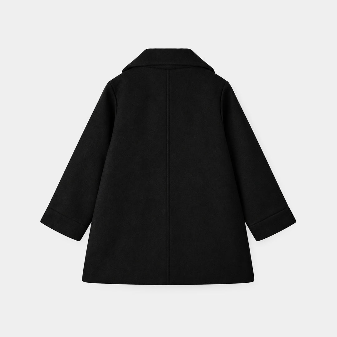 Girls Wool Trench Coat-Black