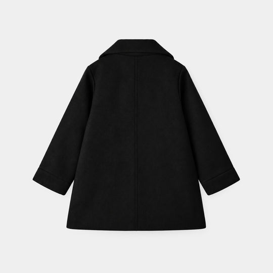 Girls Wool Trench Coat-Black