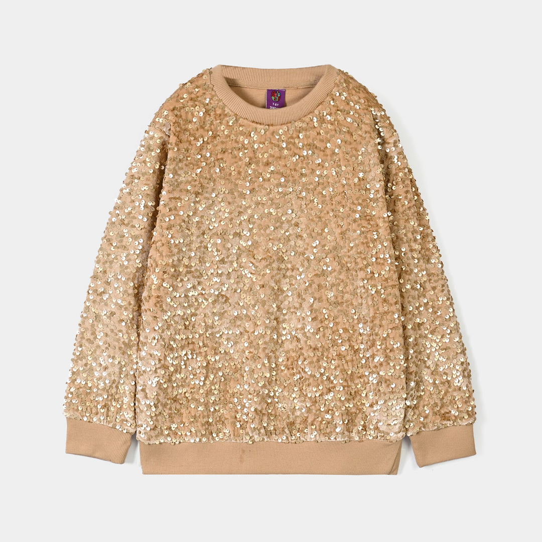 Girls Velvet sequins SweatShirt Brown Sequins