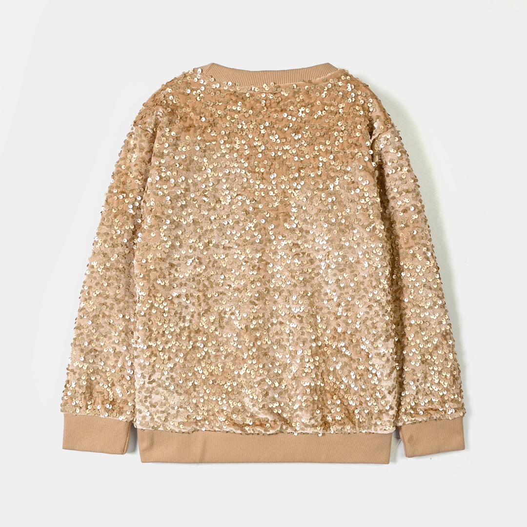 Girls Velvet sequins SweatShirt Brown Sequins
