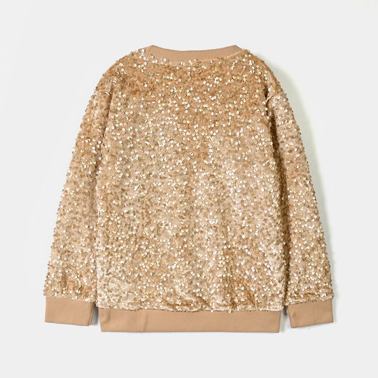 Girls Velvet sequins SweatShirt Brown Sequins
