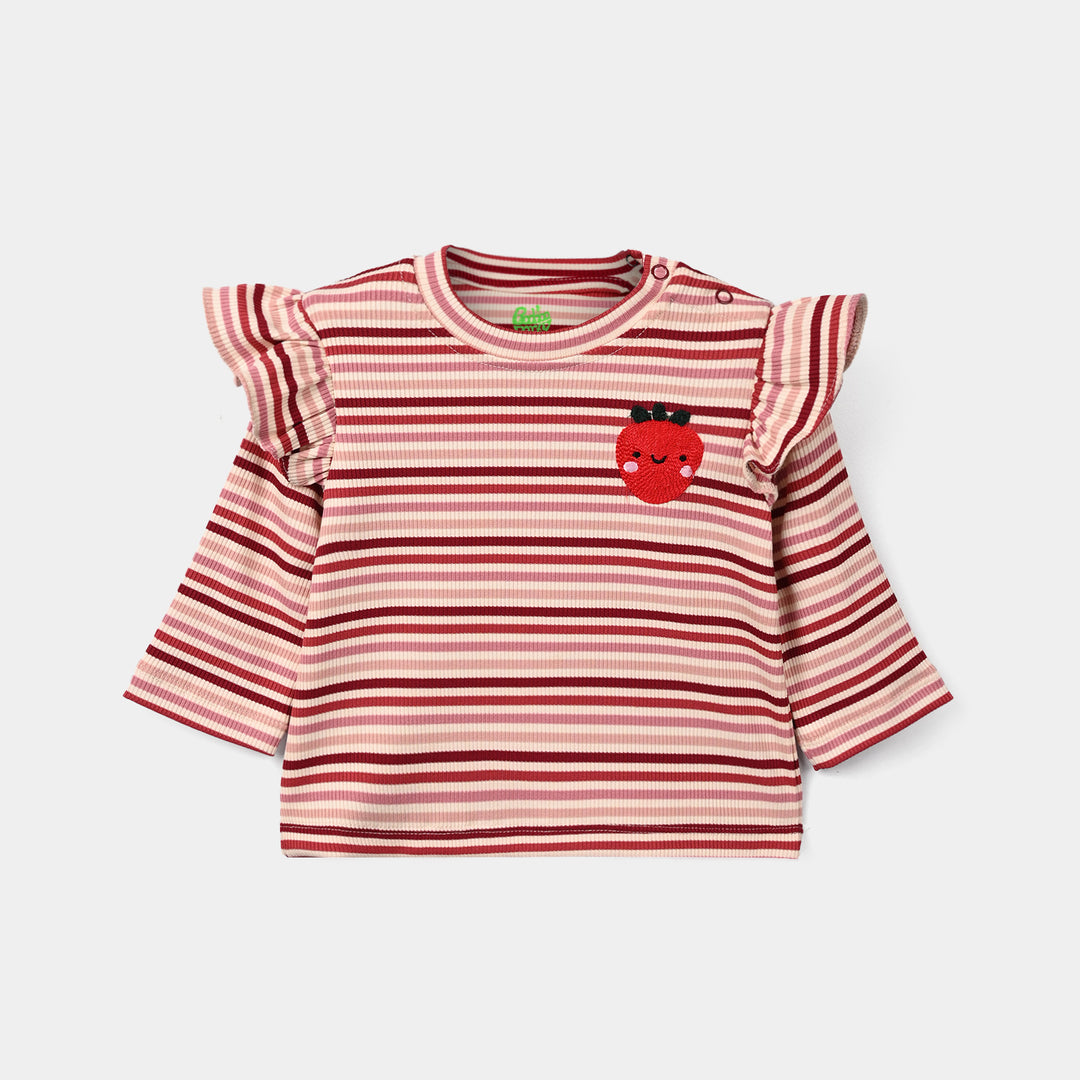 Infant Girls 2x1 Rib T-Shirt Strawberry-White