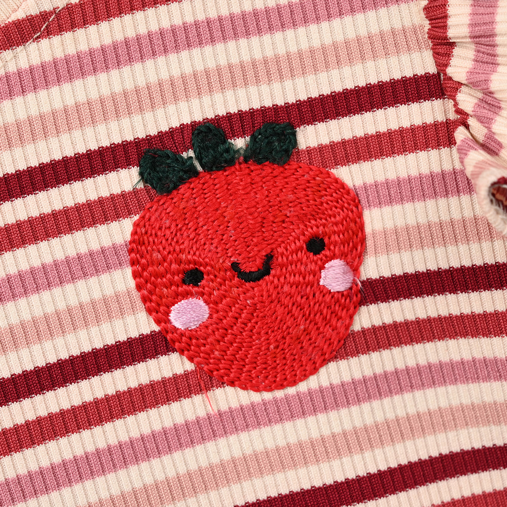 Infant Girls 2x1 Rib T-Shirt Strawberry-White
