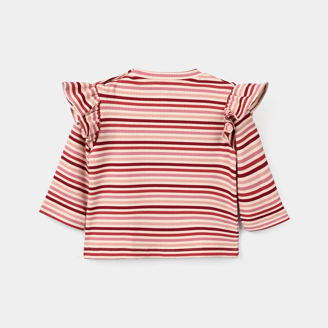 Infant Girls 2x1 Rib T-Shirt Strawberry-White