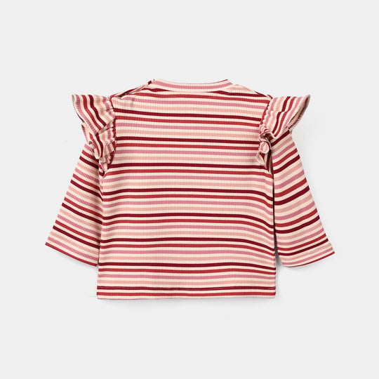 Infant Girls 2x1 Rib T-Shirt Strawberry-White