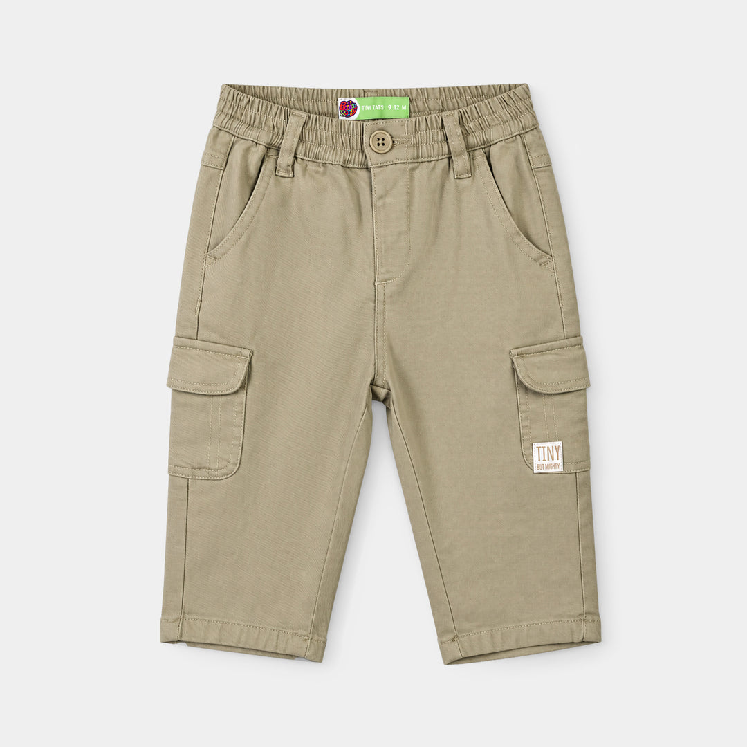 Infant Boys Cotton Twill Tiny But Mighty-KHAKI