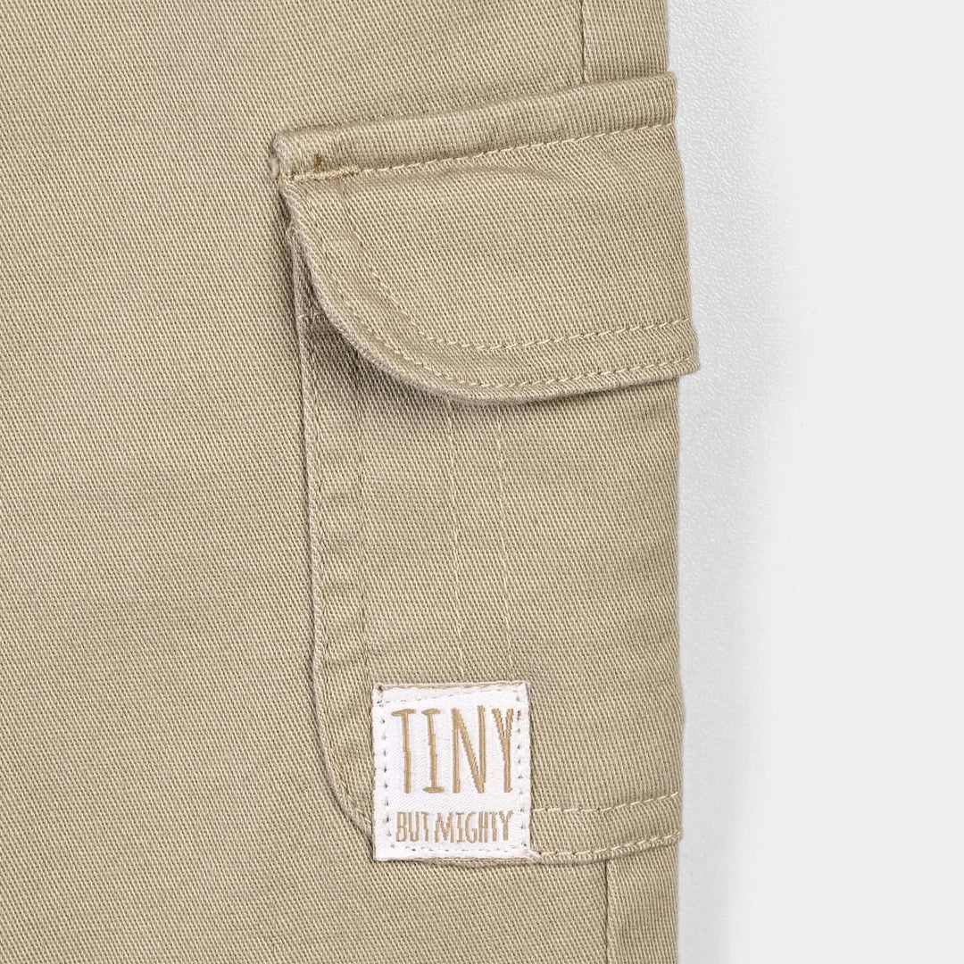 Infant Boys Cotton Twill Tiny But Mighty-KHAKI