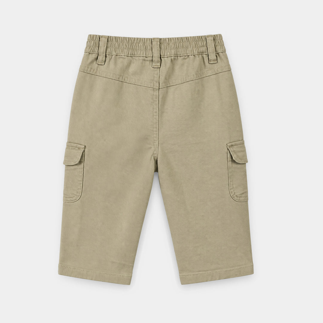 Infant Boys Cotton Twill Tiny But Mighty-KHAKI