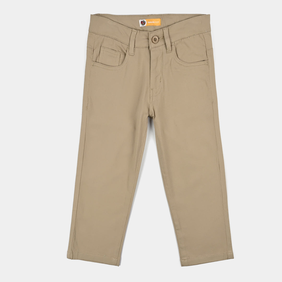 Boys Cotton Twill Pant British Khaki-BEIGE