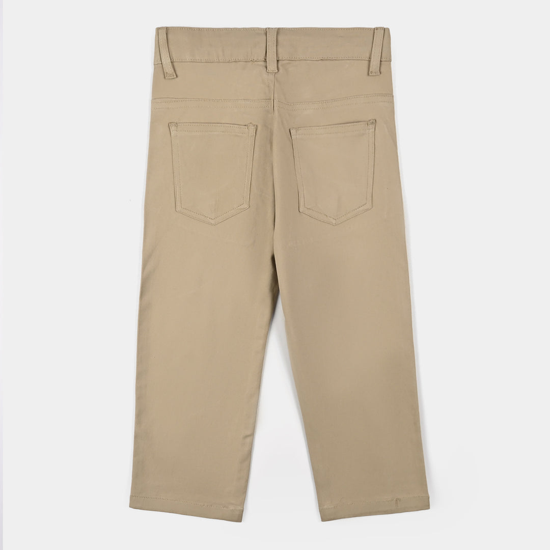 Boys Cotton Twill Pant British Khaki-BEIGE