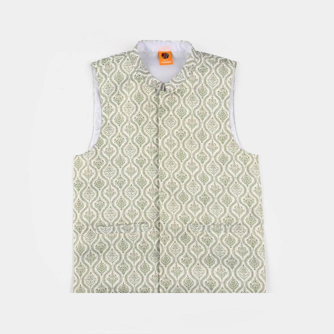 Boys Poly Viscose Waistcoat (Rangreez Off White)