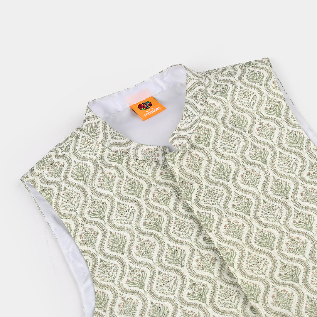 Boys Poly Viscose Waistcoat (Rangreez Off White)