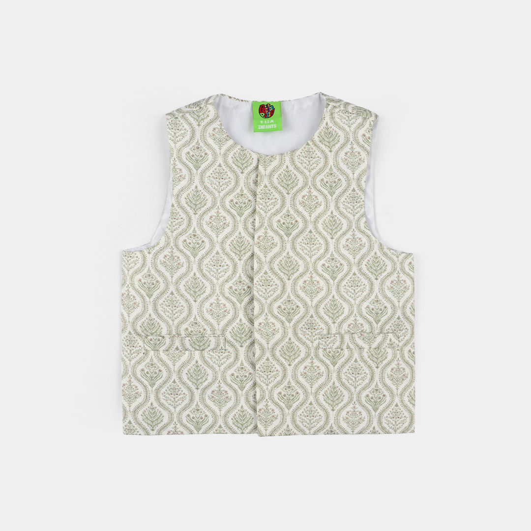 Infant Boys Poly Viscose Waistcoat (Rangreez Off White)