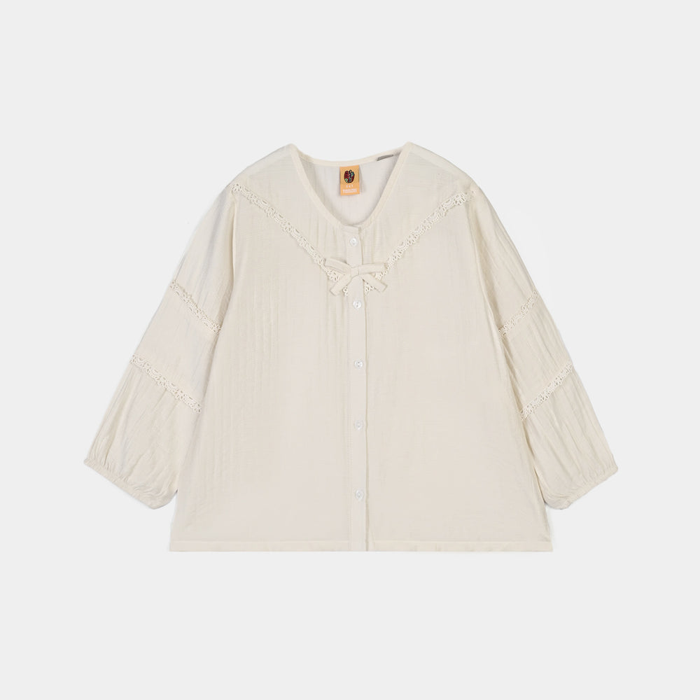 Girls Seersucker Co-Ord Set Caramel-Off White